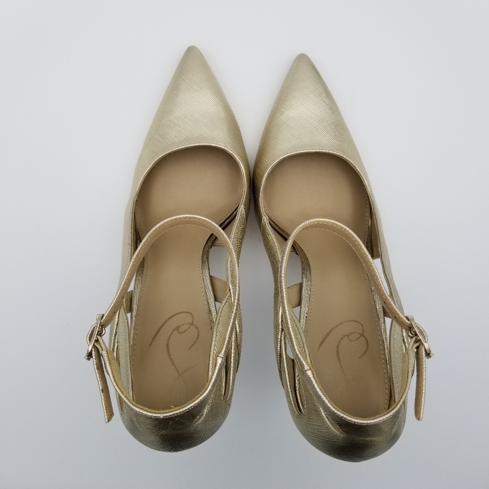 Sam Edelman Adelisa Ankle Strap Stiletto Heels, Gold Leaf, Women's Size 8.5 - Picture 13 of 16